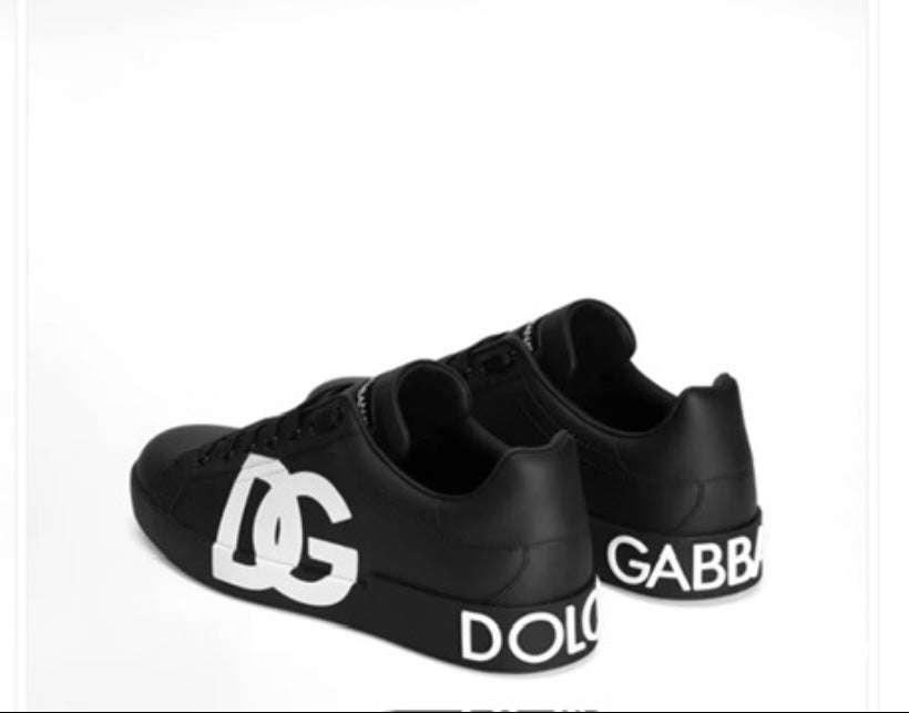 DOLCE & GABBANA nappa Portofino sneakers with DG logo print.