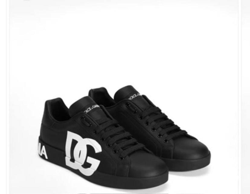 DOLCE & GABBANA nappa Portofino sneakers with DG logo print.
