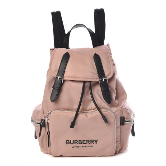 BURBERRY 
Nylon Logo Print Medium Rucksack Backpack Rose Beige