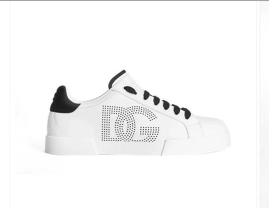 Dolce & Gabbana Calfskin Nappa Portofino Sneakers with DG Logo Print