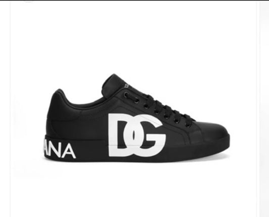 DOLCE & GABBANA nappa Portofino sneakers with DG logo print.