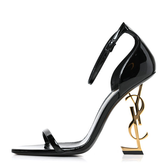 SAINT LAURENT 
Patent Calfskin Opyum 110 Sandals